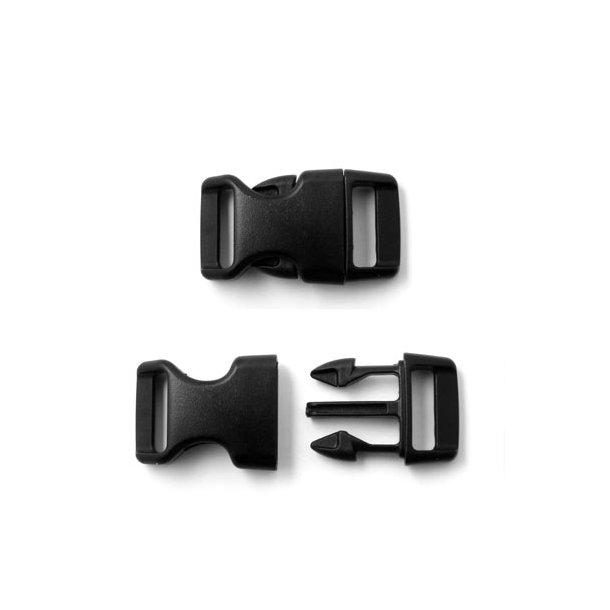 Buckle clasp in plastic, single-barred, black, 40x22.5mm, 1pc.
