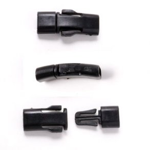 Small buckle clasp in plastic, long, black, 24x9mm., 4pcs.