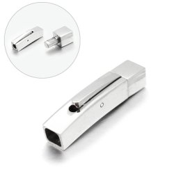 Bajonettverschluss, viereckig, Edelstahl, gl&auml;nzend, L&auml;nge 28,5mm, Loch 4x4 mm, 1 Stk