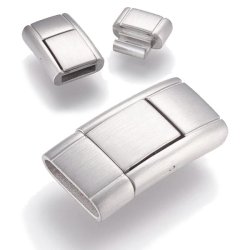 Klickverschluss, mat Edelstahl, 24x12,5x5mm, Loch 11x3 mm, 1 Stk.