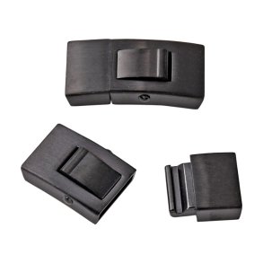 Buckle clasp in thick plastic, extra large, single-barred, black