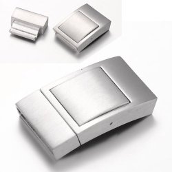 Klick-verschluss, matter Edelstahl, 36x20x7mm, Loch 18x4 mm, 1 Stk