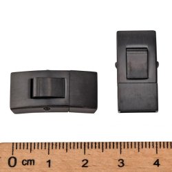 Klick-verschluss, matter schwarzer Edelstahl, 25x13mm, Loch 10x3 mm, 1 Stk