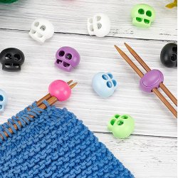 Stopper fr Stricknadeln etc., farbig gemischt, Kunststoff, 22,5 mm, Loch: 6 mm, 12 Stck