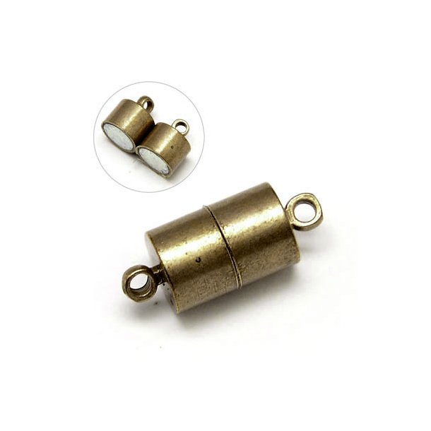 Magnetic clasp for jewelry, coppery cylinder with jumprings
