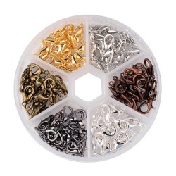 Karabinerverschl&uuml;sse, Schachtel mit sechs Farben, gef&auml;rbtes Messing, 12 mm, 120 Stk.