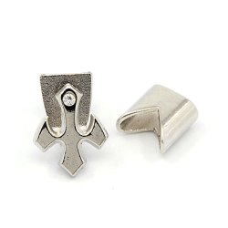 Kreuz-T-Verschluss mit Bandring, silberfarben, mit Endverschluss, 19x20 mm, 1 Set