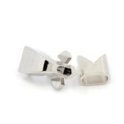 Kreuz-T-Verschluss mit Bandring, silberfarben, mit Endverschluss, 19x20 mm, 1 Set