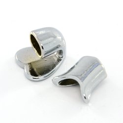 Herzfrmiger T-Verschluss mit Bandring, silberfarbenes Messing, Loch: 17x10 mm, 1 Set