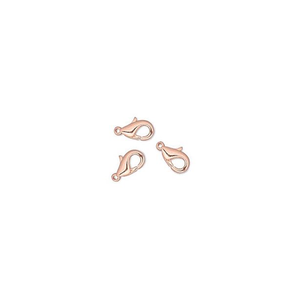 Lobster claw clasp, rose gold, brass, 12 mm, 4 stk.