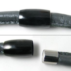 Magnetverschluss, schwarz, schlicht, mit Kappe, 6 mm, 1 Stk.