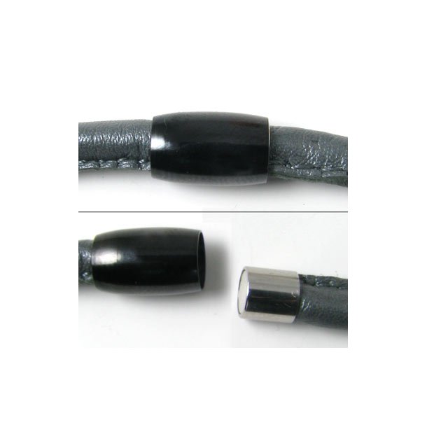 Magnetverschluss, schwarz, schlicht, mit Kappe, 3 mm, 1 Stk