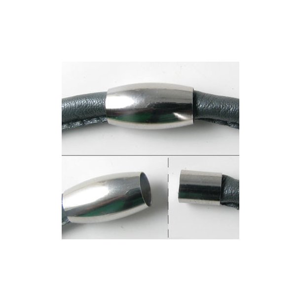 Magnetverschluss, glnzender Stahl, schlicht, mit Kappe, 4 mm, 1 Stk.