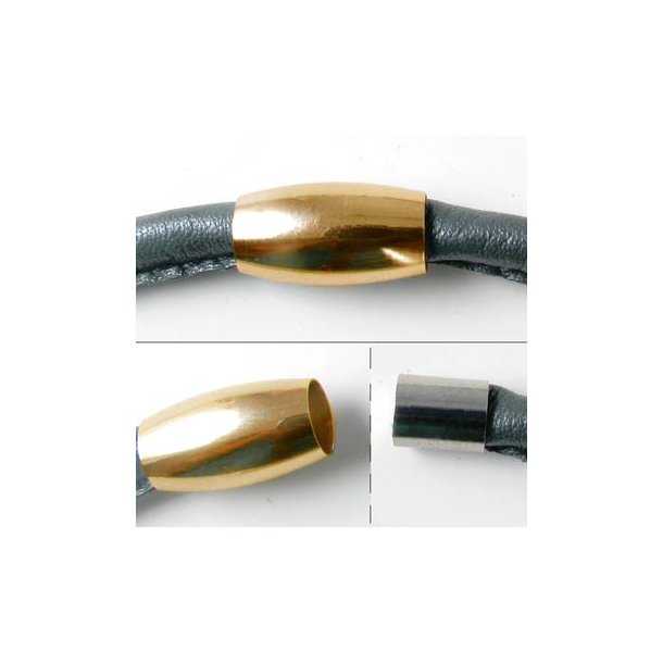 Magnetverschluss, vergoldeter Stahl, glnzend, schlicht, mit Kappe, 8 mm, 1 Stk.