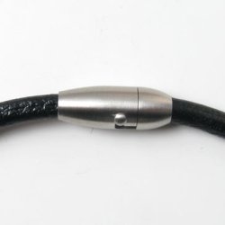 Magnetic jewelry clasp, frosted torpedo-shaped, locking, steel, 6mm, 1pc.