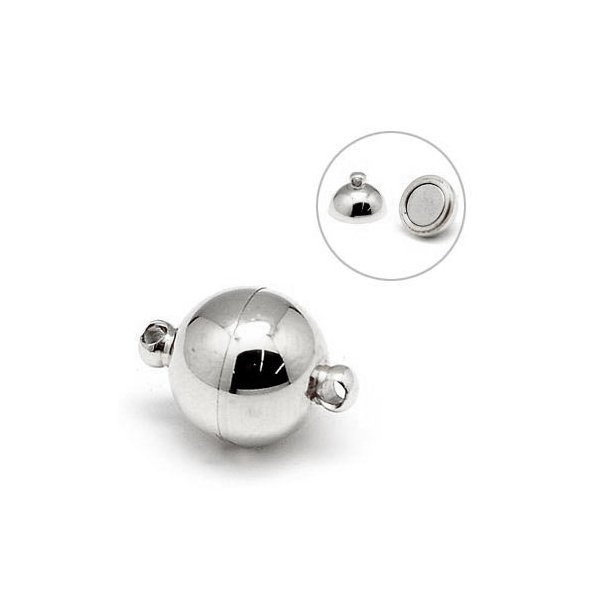 Magnetic clasp for jewelry, steel, round with jumprings