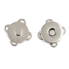 Schloss für Taschen u.ä., magnetisch, zum Aufnähen, platinfarbenes Metall, 19x19x5 mm, 1 Stck