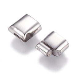 Magnetverschluss aus gl&auml;nzender Edelstahl, Schiebverschluss, Lochgr&ouml;&szlig;e 12x6 mm, 1 Stk