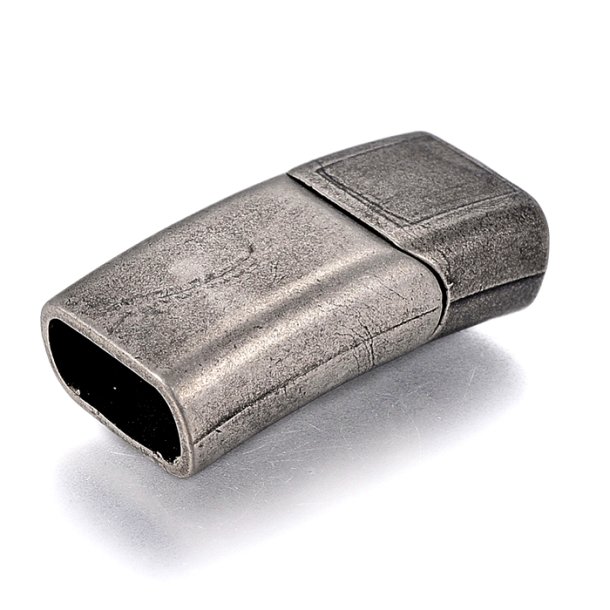 Magnetic jewelry clasp, frosted antique steel, 26x12,5x7mm, hole: 11x5,5mm, 1pc.