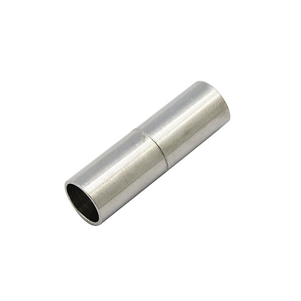 Magnetic clasp, platinum color, cylinder, 24x7mm, hole: 6 mm, 1 set