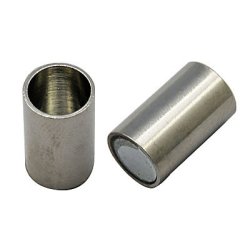 Magnetverschluss, Zylinder m. Loch, Edelstahl, 20x7 mm