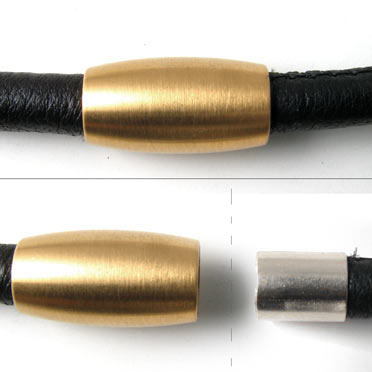 Magnetverschluss, matter vergoldeter Stahl, schlicht, mit Kappe, 5 mm, 1 Stk.