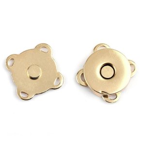 Schloss für Taschen u.ä., magnetisch, zum Aufnähen, hellgoldenes Messing, 19x19x5 mm, 1 Stck