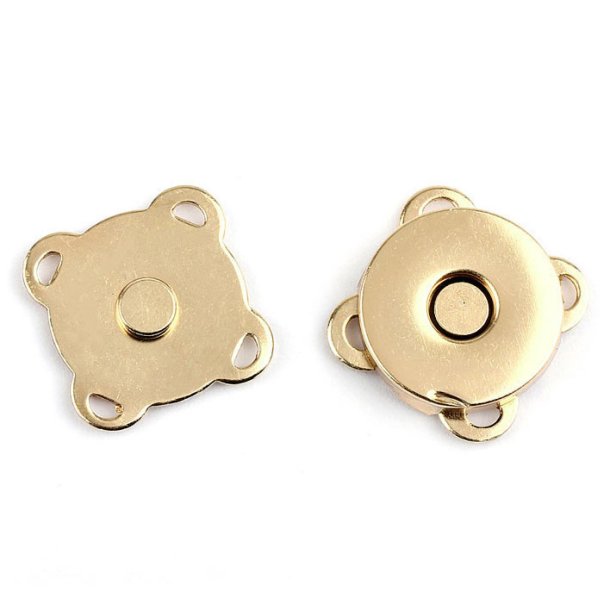 Schloss f&uuml;r Taschen u.&auml;., magnetisch, zum Aufn&auml;hen, hellgoldenes Messing, 19x19x5 mm, 1 Stck