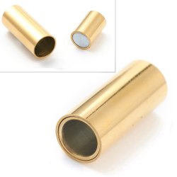 Einfaches Magnetschloss, vergoldeter Edelstahl, 16x7 cm, Zylinder, Lochgre 5 mm, 1 Stck