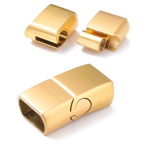 Magnetic clasp for jewelry, coppery cylinder with jumprings, 16x6mm, 1pc.