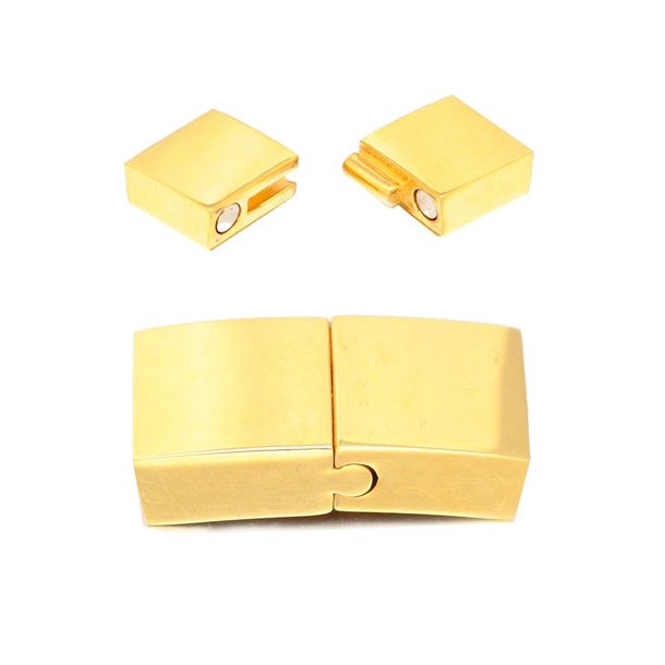 Magnetic gold plated steel clasp, slide lock, hole: 10x3mm, 1pc