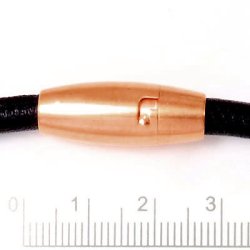 Magnetverschluss, matt, torpedoform mit Schlie&szlig;e, rosa vergoldeter Stahl, 8 mm, 1 Stk