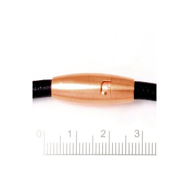 Magnetic clasp, frosted, torpedo-shaped, locking, rose gold, steel, 8mm, 1pc