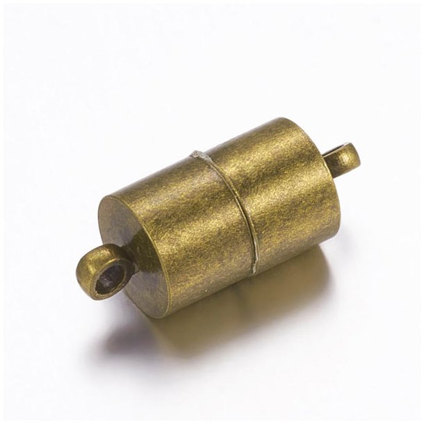Magnetic jewelry clasp, cylinder, antique bronze, 17x6mm, 1pc