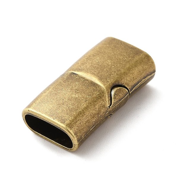 Magnetic lock, 24x13 mm, steel, antique bronze coloured, hole measures 10.5x5 mm, 1 pc