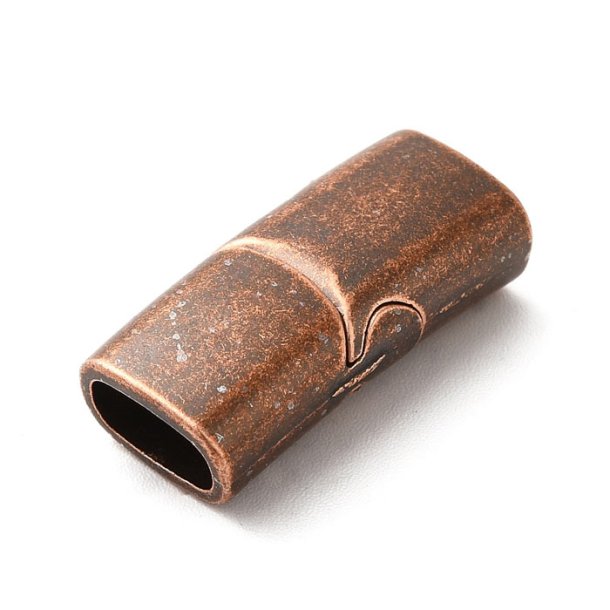 Magnetic lock, 24x13 mm, steel, antique copper coloured, hole measures 10.5x5 mm, 1 pc