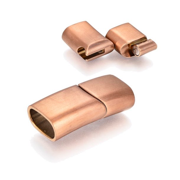 Magnetic fastener, matt copper look, steel, sliding lock, inner hole size 12,5x6,5 mm, 1 pc