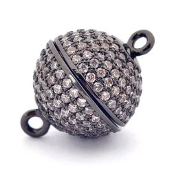 Magnetverschluss, Kugel, schwarz, mit Zirkonia, 18x12 mm, 1 Stk.