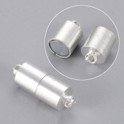 Magnetverschluss, Zylinder,silber Messing 16x6 mm.