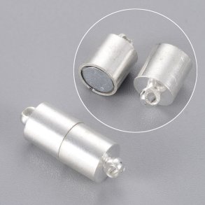 Magnetverschluss, Zylinder,silber Messing 16x6 mm.