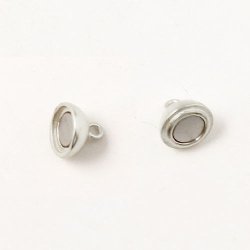 Magnetic clasp for jewelry, oval, silver, with 2mm eyes, 21x8,5mm, 1