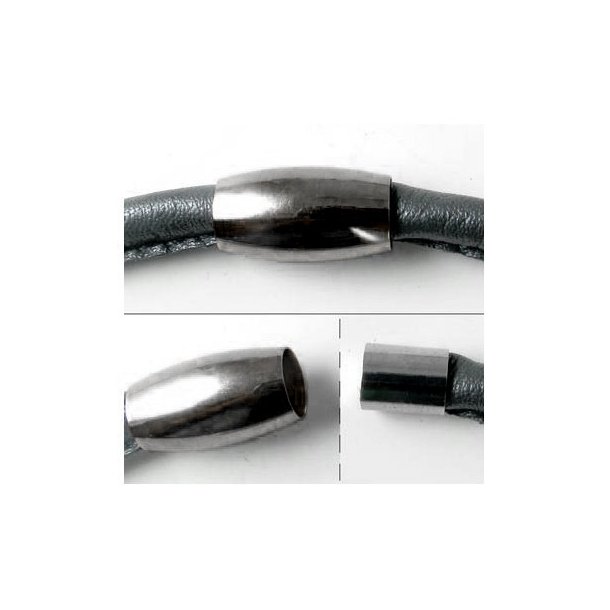 Magnetverschluss, dunkler Stahl, schlicht, mit Kappe, 5 mm, 1 Stk