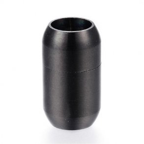 Magnetverschluss, schwarz, mattierter Edelstahl, oval 20x12 mm, Loch 8 mm