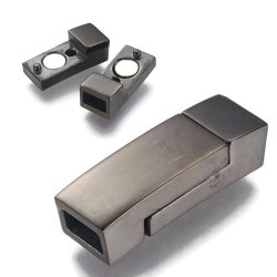 Magnetverschluss, schwarzer gl&auml;nzend Stahl, 24x8x6 mm, Loch 6x3 mm, 1 Stk