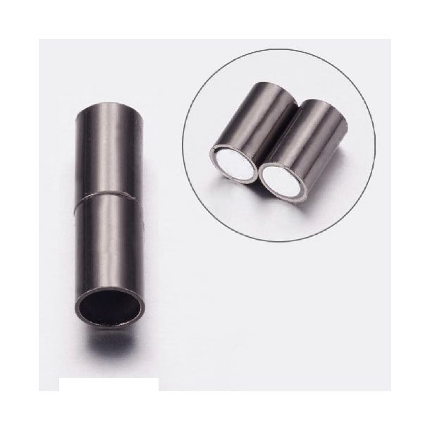Magnetverschluss, schwarz, Zylinder, 20x6 mm mit 5 mm Loch, 1 Satz