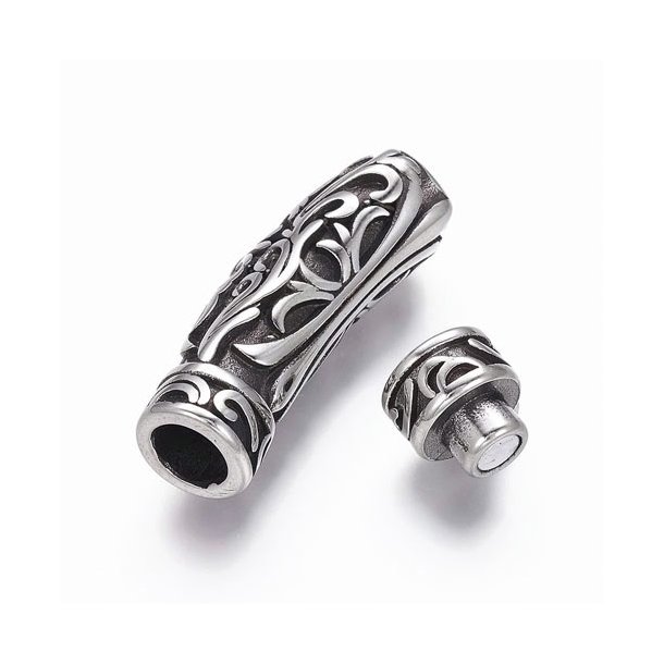 Magnetic lock with ornamentation, stainless steel, 40 mm, hul 6mm, 1pc.