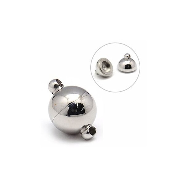 Magnetic jewelry clasp, steel, smooth round, 12x18mm, 1pc.