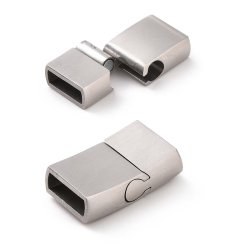 Magnetverschluss, Schiebeverschluss, mattem Edelstahl, Lochgre 10x3 mm, 1 Stk.