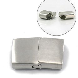 Magnetic frosted steel clasp with slide lock hole 16x5mm