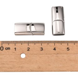Clasp, magnetic slide lock, stainless steel, 33x14mm shiny rectangle with  glue-in ends, 11.5x5.5mm inside diameter. Sold individually. - Fire  Mountain Gems and Beads
